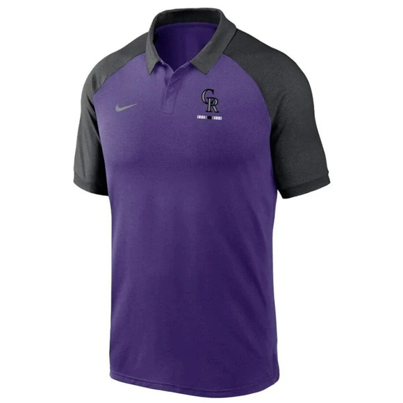 NEW Nike Dri-Fit Colorado Rockies Tri-Blend Performance Polo Purple Black Mens L
